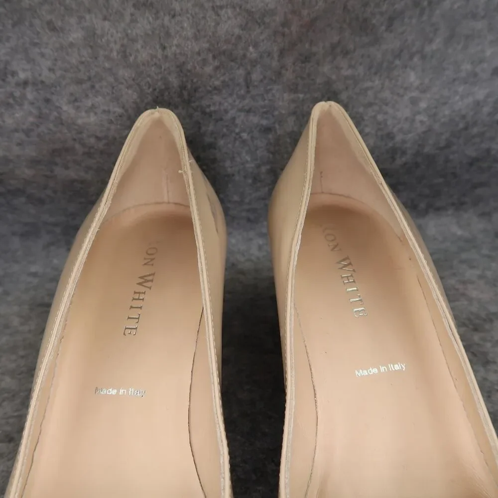 Ron White Shoes Womens 37 Pumps Square Toe Block Heel Patent Leather Lizbeth Tan
